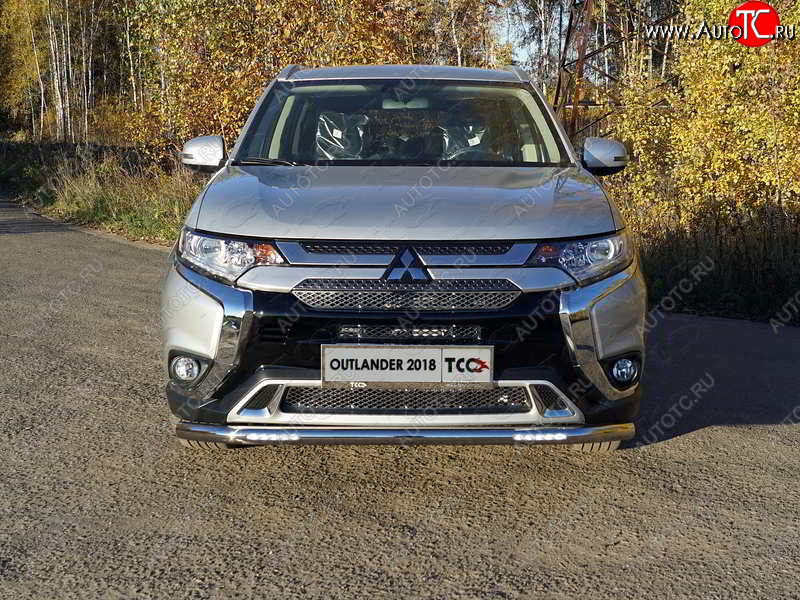 32 999 р. Защита переднего бампера нижняя с ДХО 60,3 мм ТСС Тюнинг Mitsubishi Outlander GF 3-ий рестайлинг (2018-2022) (нержавейка)  с доставкой в г. Нижний Новгород