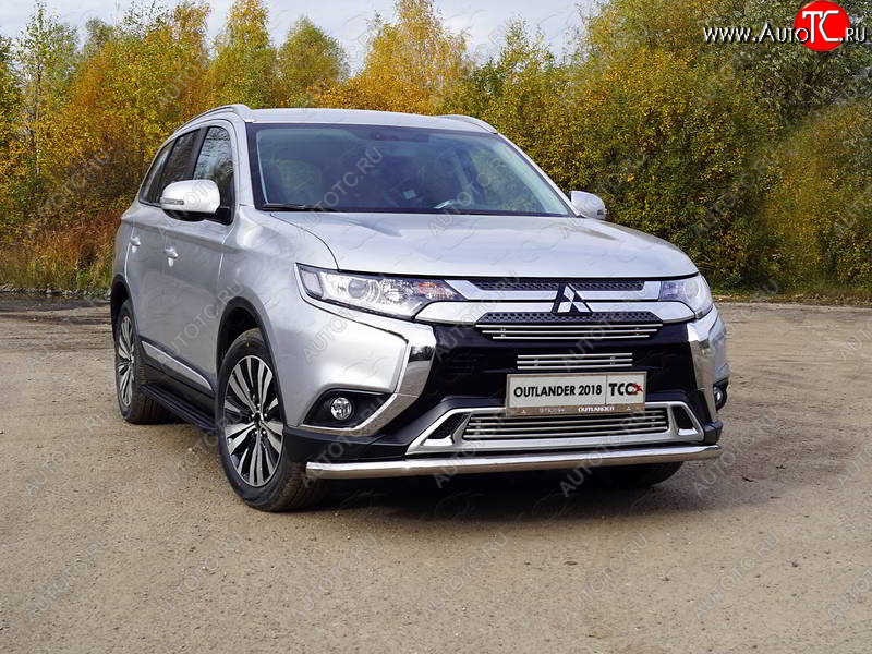 22 599 р. Защита передняя нижняя длинная 60,3 мм ТСС Тюнинг Mitsubishi Outlander GF 3-ий рестайлинг (2018-2022) (нержавейка)  с доставкой в г. Нижний Новгород