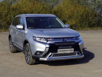 Защита переднего бампера нижняя овальная 75*42 мм ТСС Тюнинг Mitsubishi Outlander GF 3-ий рестайлинг (2018-2022)  (нержавейка)