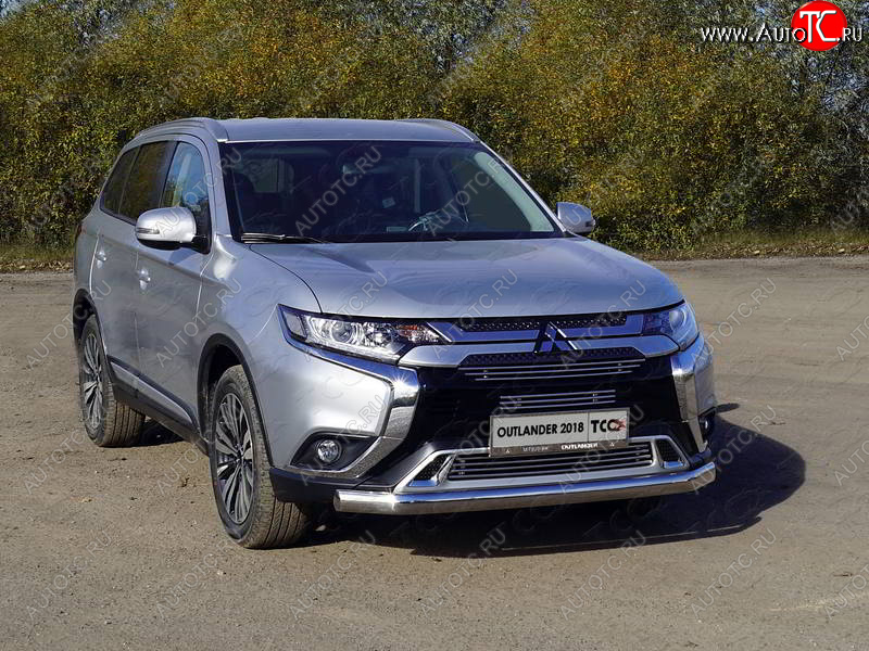 22 799 р. Защита переднего бампера нижняя овальная 75*42 мм ТСС Тюнинг Mitsubishi Outlander GF 3-ий рестайлинг (2018-2022) (нержавейка)  с доставкой в г. Нижний Новгород