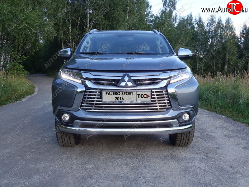 21 899 р. Защита переднего бампера нижняя овальная 75*42 мм ТСС Тюнинг  Mitsubishi Pajero Sport  PB (2013-2017) рестайлинг (нержавейка)  с доставкой в г. Нижний Новгород