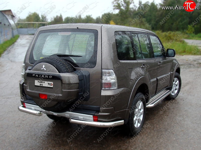 22 999 р. Защита задняя (уголки, нержавейка 76,1 мм) ТСС Тюнинг  Mitsubishi Pajero  4 V80 (2011-2014) 3 дв. 1-ый рестайлинг  с доставкой в г. Нижний Новгород