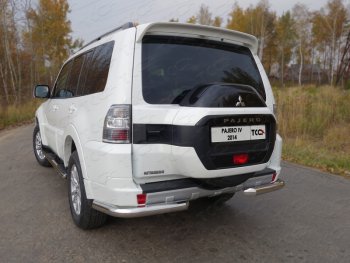 Защита задняя (уголки, нержавейка 76,1 мм) ТСС Тюнинг Mitsubishi (Митсубиси) Pajero (Паджеро)  4 V90 (2014-2020) 4 V90 2-ой рестайлинг