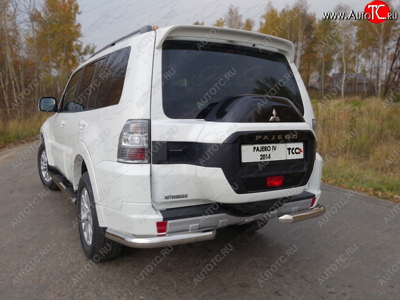 22 999 р. Защита задняя (уголки, нержавейка 76,1 мм) ТСС Тюнинг  Mitsubishi Pajero  4 V90 (2014-2020) 2-ой рестайлинг  с доставкой в г. Нижний Новгород