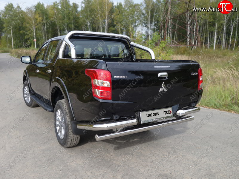 27 999 р. Защита задняя (уголки, нержавейка 76,1 мм) ТСС Тюнинг  Mitsubishi Pajero Sport  PB (2013-2017) рестайлинг  с доставкой в г. Нижний Новгород