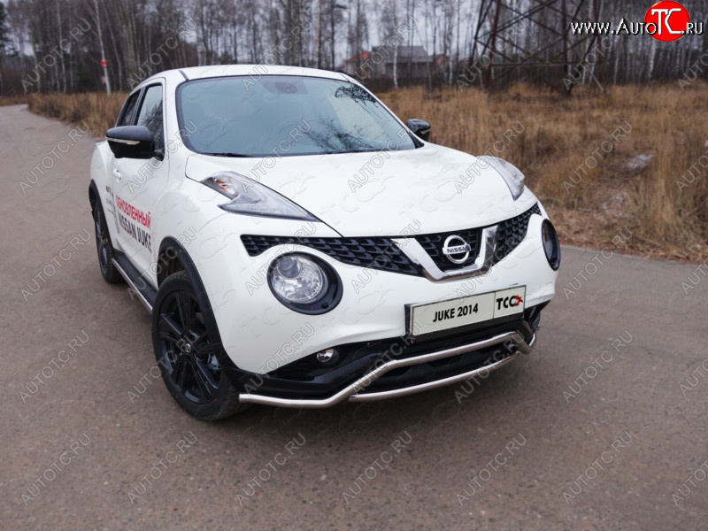 15 549 р. Защита переднего бампера кенгурин 42,4 мм ТСС Тюнинг  Nissan Juke  1 YF15 (2014-2020) рестайлинг (нержавейка)  с доставкой в г. Нижний Новгород