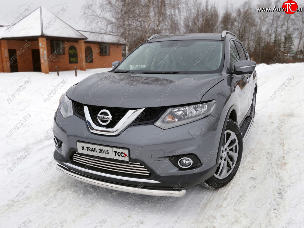 14 999 р. Защита передняя нижняя короткая 60,3 мм ТСС Тюнинг Nissan X-trail 3 T32 дорестайлинг (2013-2018) (нержавейка)  с доставкой в г. Нижний Новгород