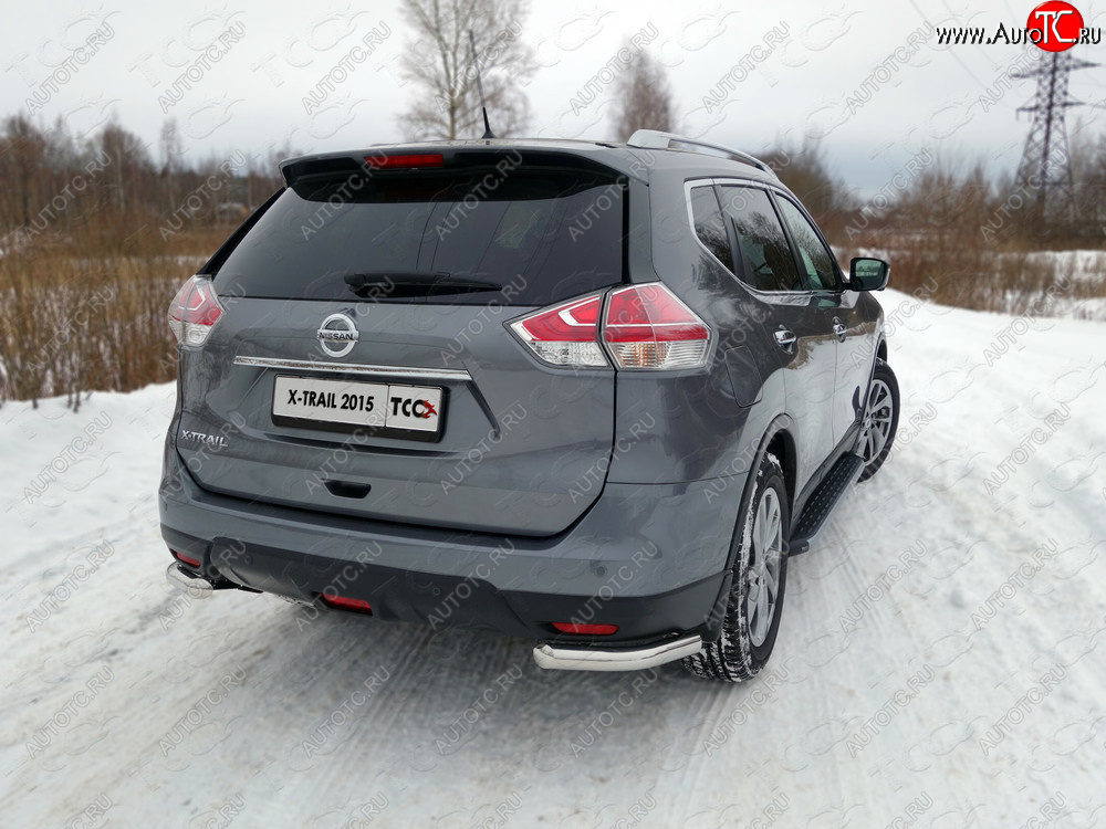 18 699 р. Защита заднего бампера (уголки, d60,3 мм) TCC  Nissan X-trail  3 T32 (2013-2018) дорестайлинг  с доставкой в г. Нижний Новгород