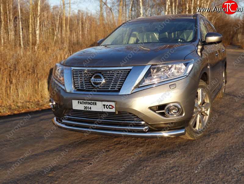 30 999 р.  Защита передняя нижняя двойная 76,1*50,8 мм Тюнинг  Nissan Pathfinder  R52 (2012-2017) дорестайлинг (нержавейка)  с доставкой в г. Нижний Новгород