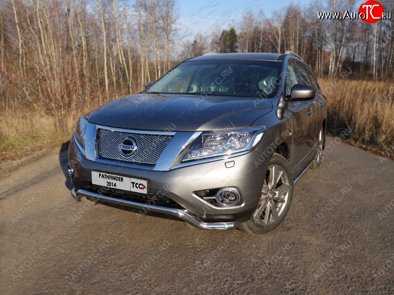 26 499 р. Защита переднего бампера кенгурин 60,3 мм ТСС Тюнинг  Nissan Pathfinder  R52 (2012-2017) дорестайлинг (нержавейка)  с доставкой в г. Нижний Новгород