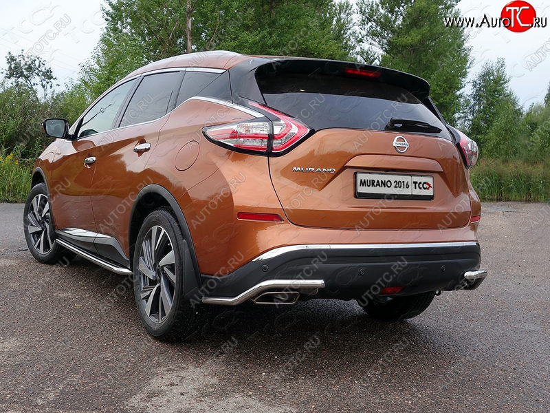 14 999 р. Защита заднего бампера (уголки, d42,4 мм) TCC Nissan Murano 3 Z52 дорестайлинг (2015-2022)  с доставкой в г. Нижний Новгород