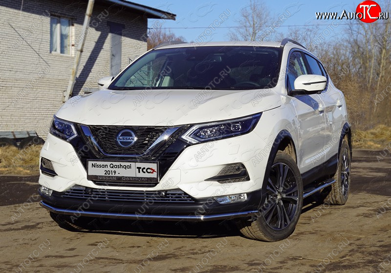 18 399 р. Защита переднего бампера нижняя 42,4 мм ТСС Тюнинг  Nissan Qashqai  2 (2017-2022) J11 рестайлинг (нержавейка)  с доставкой в г. Нижний Новгород