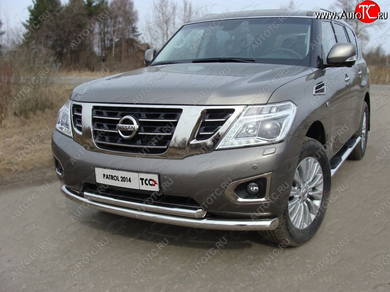 38 949 р. Защита передняя нижняя двойная 76,1*60,3 мм Тюнинг Nissan Patrol 6 Y62 рестайлинг (2014-2017) (нержавейка)  с доставкой в г. Нижний Новгород