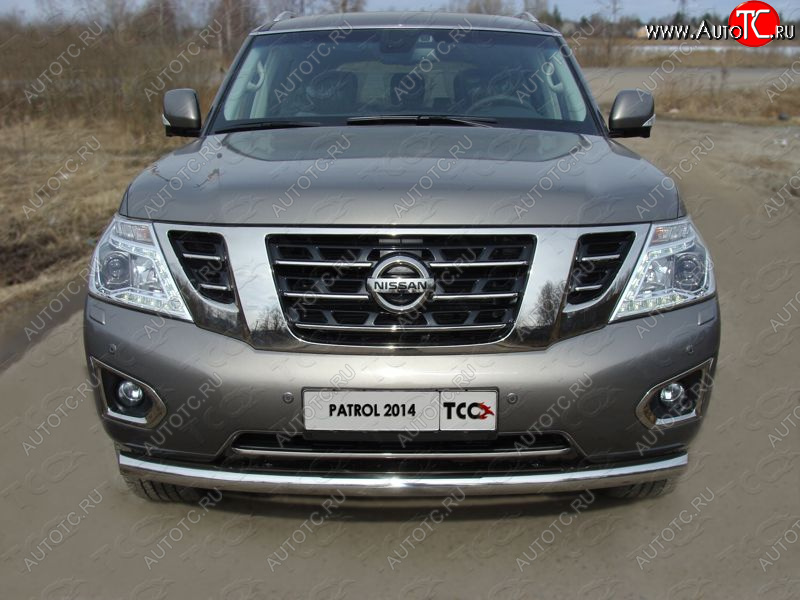 30 999 р. Защита переднего бампера нижняя 76,1 мм ТСС тюнинг  Nissan Patrol  6 (2014-2017) Y62 рестайлинг (нержавейка)  с доставкой в г. Нижний Новгород