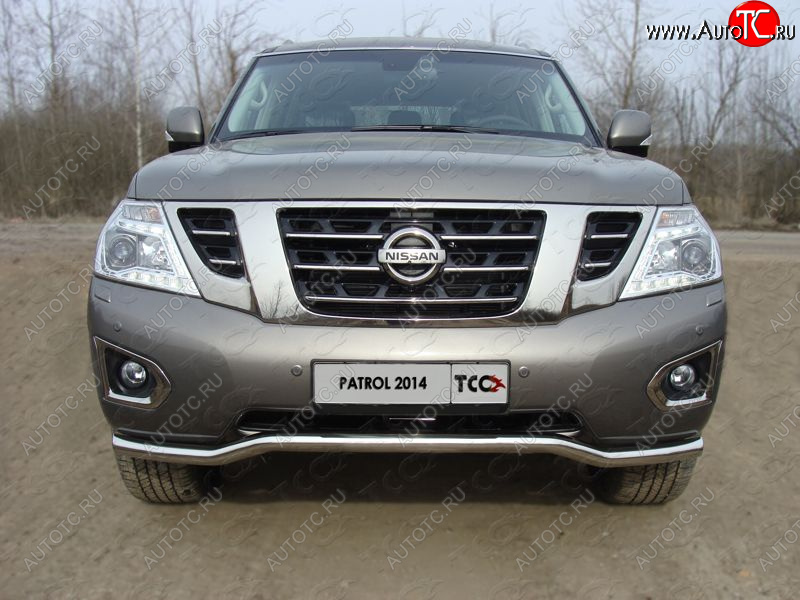 26 699 р. Защита переднего бампера кенгурин 60,3 мм ТСС Тюнинг  Nissan Patrol  6 (2014-2017) Y62 рестайлинг (нержавейка)  с доставкой в г. Нижний Новгород