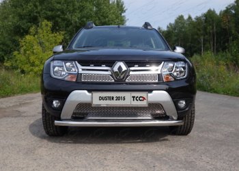 Защита переднего бампера нижняя d60,3 мм ТСС Тюнинг Renault (Рено) Duster (Дастер)  HS (2015-2021) HS рестайлинг  (нержавейка)