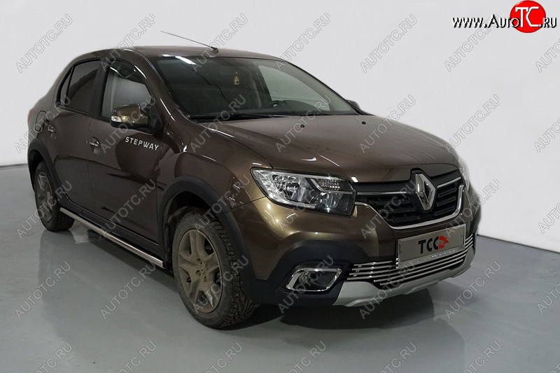 20 749 р. Защита порогов труба d42,4 мм ТСС Тюнинг  Renault Logan Stepway (2018-2024) (серые)  с доставкой в г. Нижний Новгород