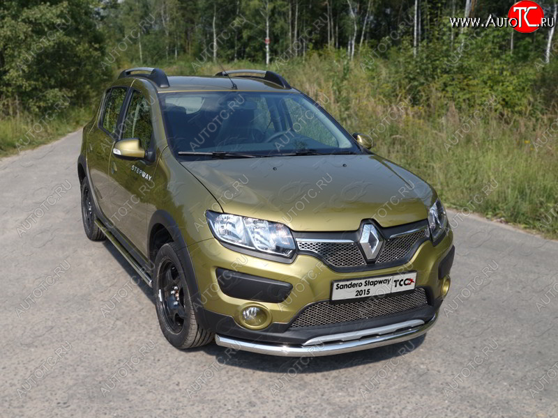 14 999 р. Защита переднего бампера нижняя d60,3 мм ТСС Тюнинг Renault Sandero Stepway (B8) дорестайлинг (2014-2018) (нержавейка)  с доставкой в г. Нижний Новгород