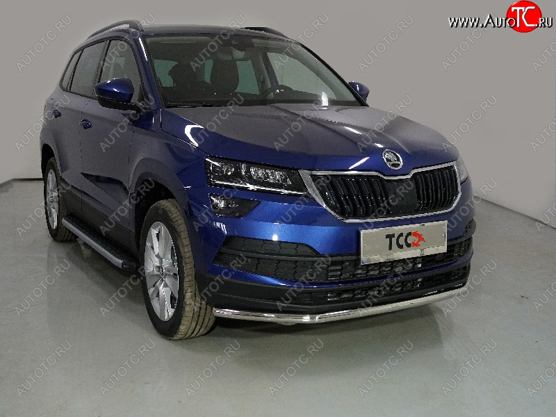 16 999 р. Защита переднего бампера нижняя d42,4 мм ТСС Тюнинг  Skoda Karoq  NU7 (2020-2024) рестайлинг (нержавейка)  с доставкой в г. Нижний Новгород