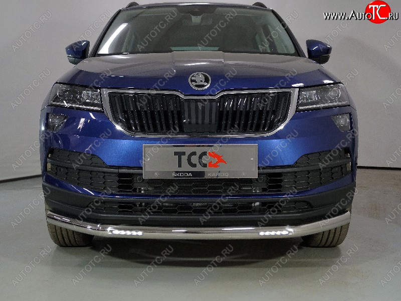 36 849 р. Защита переднего бампера нижняя с ДХО 60,3 мм ТСС Тюнинг  Skoda Karoq  NU7 (2020-2024) рестайлинг (нержавейка)  с доставкой в г. Нижний Новгород