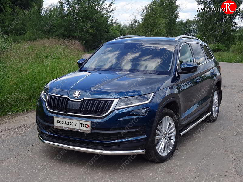 18 699 р. Защита переднего бампера нижняя d60,3 мм ТСС Тюнинг  Skoda Kodiaq  NU7 (2017-2021) дорестайлинг (нержавейка)  с доставкой в г. Нижний Новгород