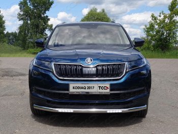 Защита переднего бампера нижняя с ДХО 60,3 мм ТСС Тюнинг Skoda Kodiaq NU7 дорестайлинг (2017-2021) ()