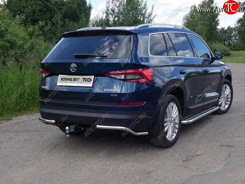 13 999 р. Защита заднего бампера (уголки, d42,4 мм) TCC Skoda Kodiaq NU7 дорестайлинг (2017-2021)  с доставкой в г. Нижний Новгород