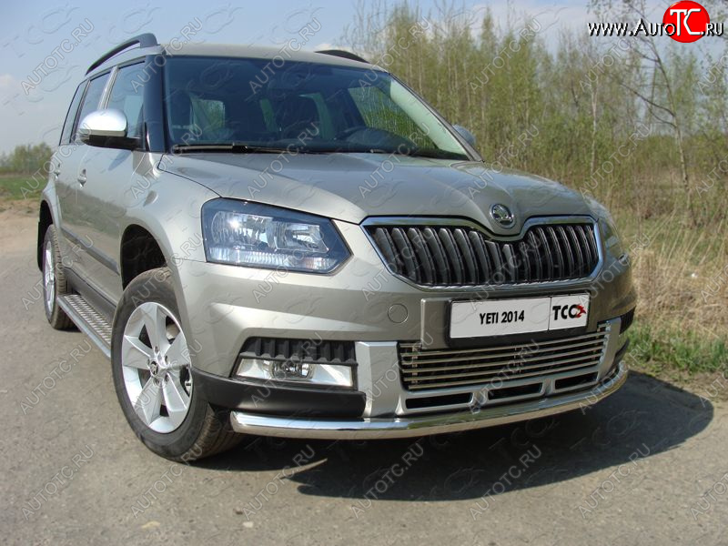 19 999 р. Защита переднего бампера нижняя d60,3 мм ТСС Тюнинг  Skoda Yeti (2013-2018) (нержавейка)  с доставкой в г. Нижний Новгород