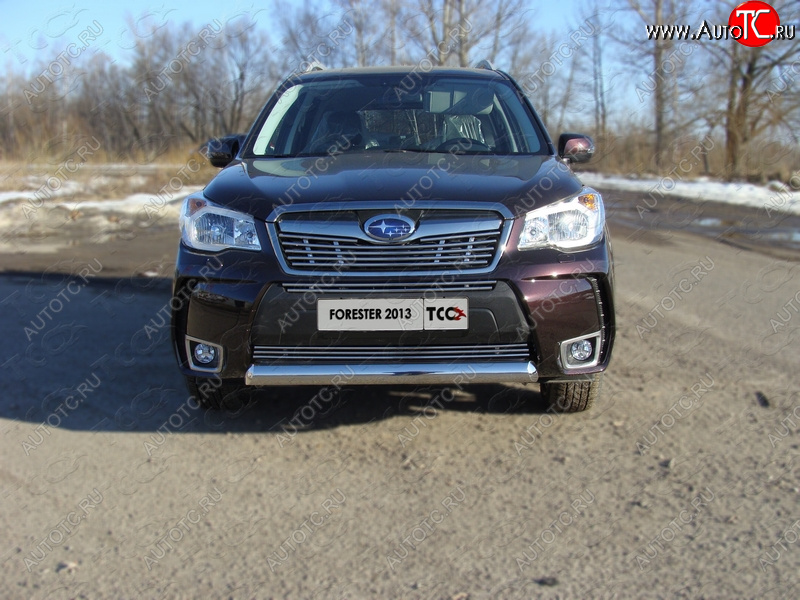 4 649 р. Нижняя декоративная вставка в бампер (спорт) ТСС Тюнинг  Subaru Forester  SJ (2012-2016) дорестайлинг (d 12 мм)  с доставкой в г. Нижний Новгород