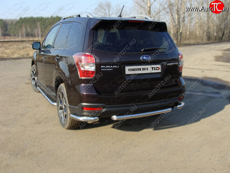 18 699 р. Защита заднего бампера (уголки, d60,3 мм) TCC  Subaru Forester  SJ (2012-2016) дорестайлинг  с доставкой в г. Нижний Новгород