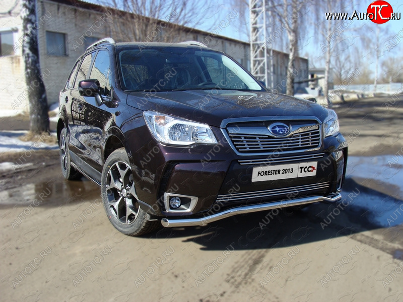 20 999 р. Защита переднего бампера нижняя d60,3 мм ТСС Тюнинг Subaru Forester SJ дорестайлинг (2012-2016) (нержавейка)  с доставкой в г. Нижний Новгород