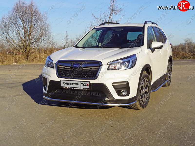 21 799 р. Защита переднего бампера нижняя d42,4 мм ТСС Тюнинг  Subaru Forester  SK/S14 (2018-2021) дорестайлинг (нержавейка)  с доставкой в г. Нижний Новгород