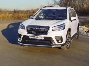 Защита переднего бампера нижняя овальная 75х42 мм ТСС Тюнинг Subaru (Субару) Forester (Форестер)  SK/S14 (2018-2021) SK/S14 дорестайлинг  (нержавейка)