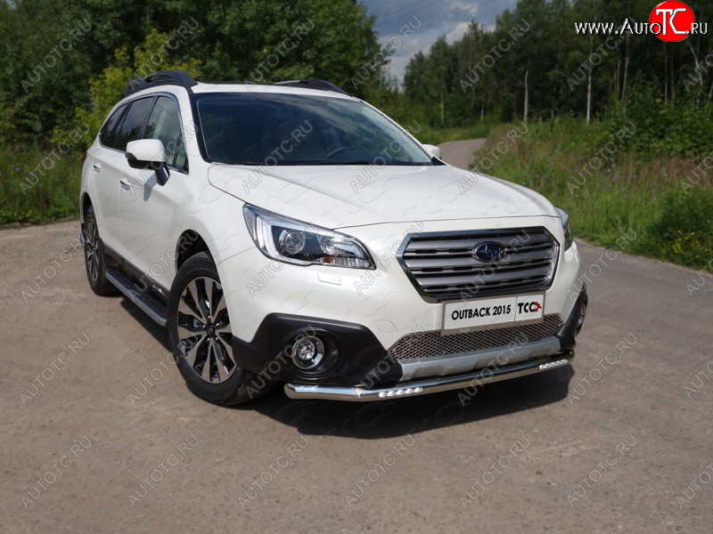 39 999 р. Защита переднего бампера нижняя с ДХО 60,3 мм ТСС Тюнинг  Subaru Outback  BS/B15 (2014-2018) дорестайлинг универсал (нержавейка)  с доставкой в г. Нижний Новгород