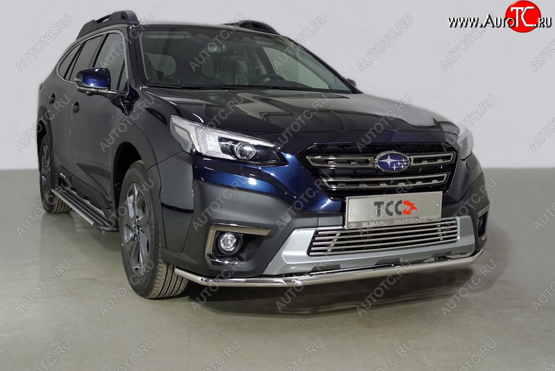 18 399 р. Защита переднего бампера нижняя d42,4 мм ТСС Тюнинг  Subaru Outback  BT (2019-2024) универсал (нержавейка)  с доставкой в г. Нижний Новгород