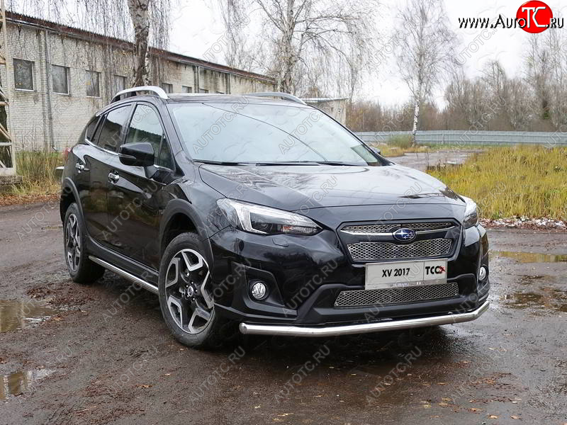 17 999 р. Защита переднего бампера нижняя d60,3 мм ТСС Тюнинг Subaru XV GT/G24 дорестайлинг (2017-2021) (нержавейка)  с доставкой в г. Нижний Новгород