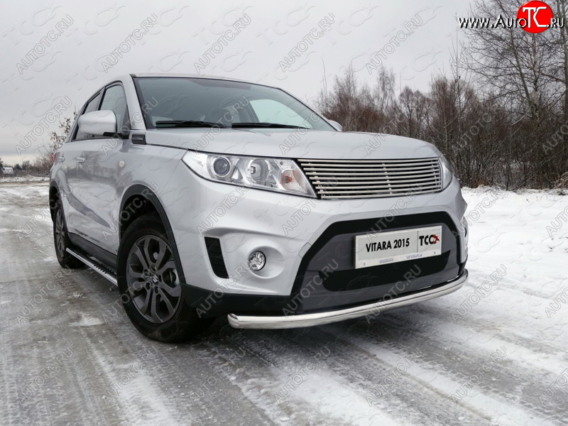 16 549 р. Защита переднего бампера нижняя d60,3 мм ТСС Тюнинг Suzuki Vitara LY дорестайлинг (2015-2019) (нержавейка)  с доставкой в г. Нижний Новгород