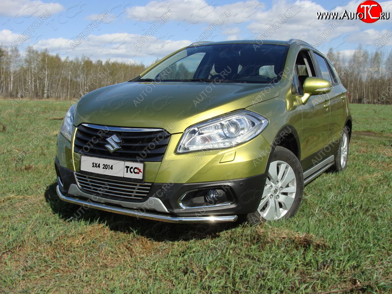 15 549 р. Защита переднего бампера нижняя d42,4 мм ТСС Тюнинг  Suzuki SX4  JYB, JYA (2013-2016) хэтчбэк дорестайлинг (нержавейка)  с доставкой в г. Нижний Новгород