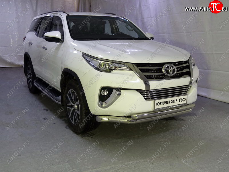 37 649 р. Защита передняя нижняя двойная 76,1*60,3 мм Тюнинг Toyota Fortuner AN160 дорестайлинг (2015-2020) (нержавейка)  с доставкой в г. Нижний Новгород