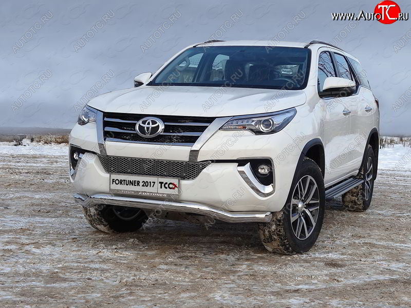 28 599 р. Защита переднего бампера волна d76,1 мм ТСС Тюнинг Toyota Fortuner AN160 дорестайлинг (2015-2020) (нержавейка)  с доставкой в г. Нижний Новгород