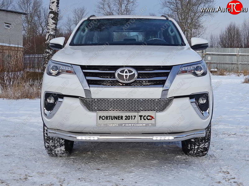 40 999 р. Защита переднего бампера нижняя с ДХО 76,1 мм ТСС Тюнинг  Toyota Fortuner  AN160 (2015-2020) дорестайлинг (нержавейка)  с доставкой в г. Нижний Новгород