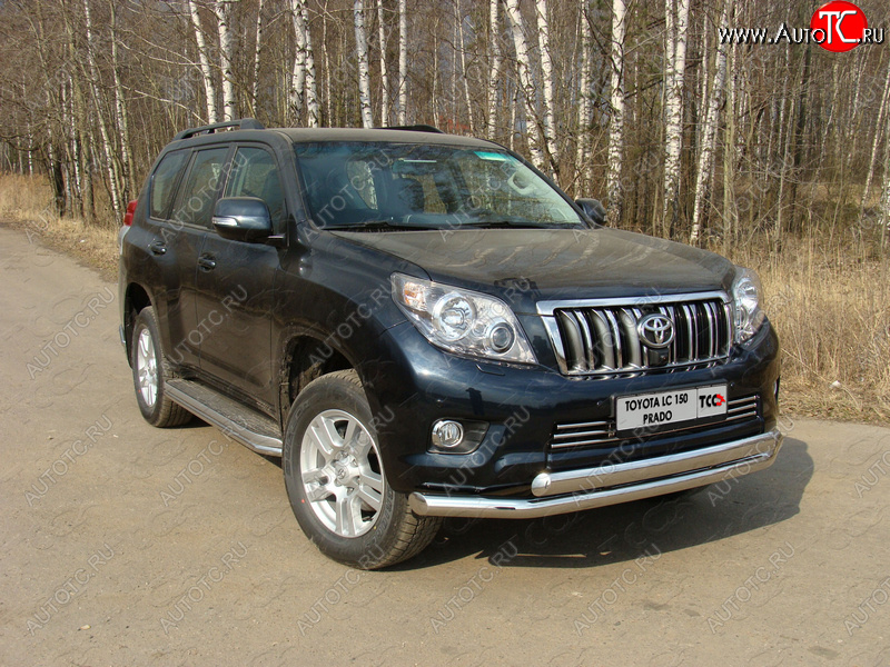 38 949 р. Защита переднего бампера нижняя d76,1*75 мм ТСС Тюнинг  Toyota Land Cruiser Prado  J150 (2009-2013) дорестайлинг (нержавейка)  с доставкой в г. Нижний Новгород