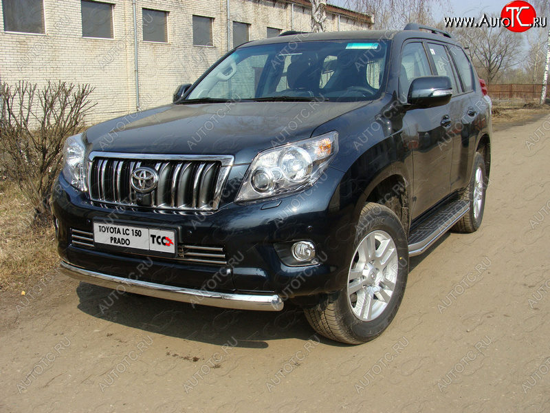 24 099 р. Защита переднего бампера нижняя 75*42 мм ТСС Тюнинг Toyota Land Cruiser Prado J150 дорестайлинг (2009-2013) (нержавейка)  с доставкой в г. Нижний Новгород