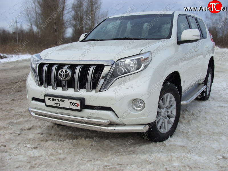 37 649 р. Защита переднего бампера нижняя d76,1*50,8 мм ТСС Тюнинг Toyota Land Cruiser Prado J150 1-ый рестайлинг (2013-2017) (нержавейка)  с доставкой в г. Нижний Новгород