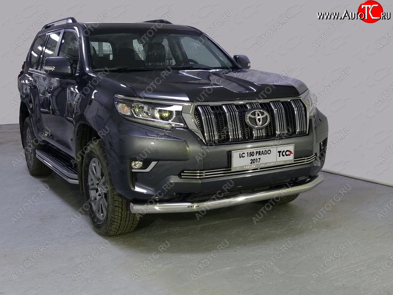 25 599 р. Защита переднего бампера нижняя 76,1 мм ТСС Тюнинг Toyota Land Cruiser Prado J150 2-ой рестайлинг (2017-2020) (нержавейка)  с доставкой в г. Нижний Новгород