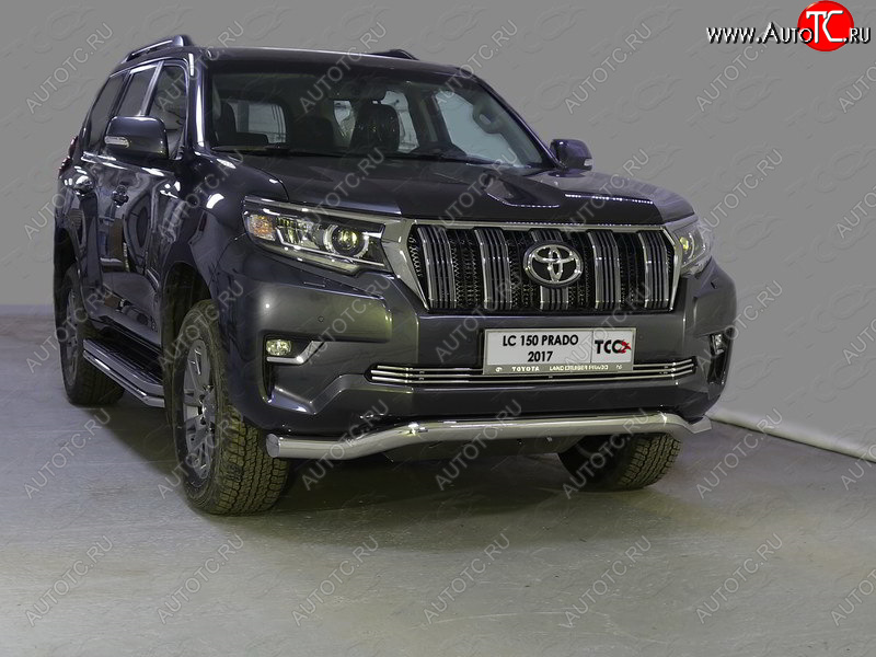 28 599 р. Защита переднего бампера волна d76,1 мм ТСС Тюнинг Toyota Land Cruiser Prado J150 2-ой рестайлинг (2017-2020) (нержавейка)  с доставкой в г. Нижний Новгород