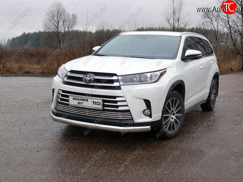 25 999 р. Защита переднего бампера овальная 75х42 мм ТСС Тюнинг Toyota Highlander XU50 рестайлинг (2016-2020) (нержавейка)  с доставкой в г. Нижний Новгород