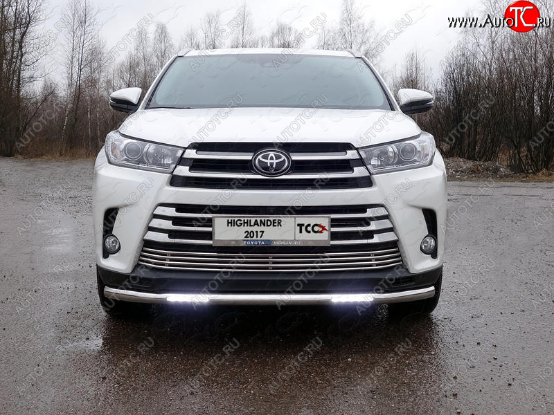 38 999 р. Защита переднего бампера нижняя с ДХО 60,3 мм ТСС Тюнинг Toyota Highlander XU50 рестайлинг (2016-2020) (нержавейка)  с доставкой в г. Нижний Новгород