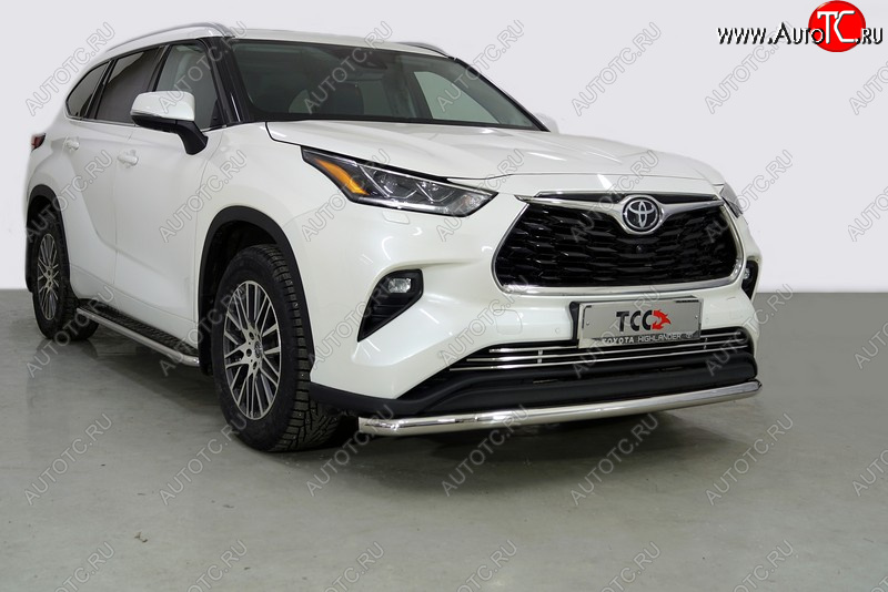 21 599 р. Защита переднего бампера нижняя d60,3 мм ТСС Тюнинг  Toyota Highlander  XU70 (2020-2024) (нержавейка)  с доставкой в г. Нижний Новгород