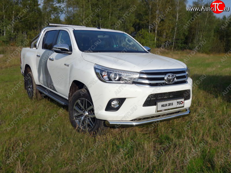 22 999 р. Защита переднего бампера нижняя d76,1 мм ТСС Тюнинг Toyota Hilux AN120 дорестайлинг (2016-2020) (нержавейка)  с доставкой в г. Нижний Новгород